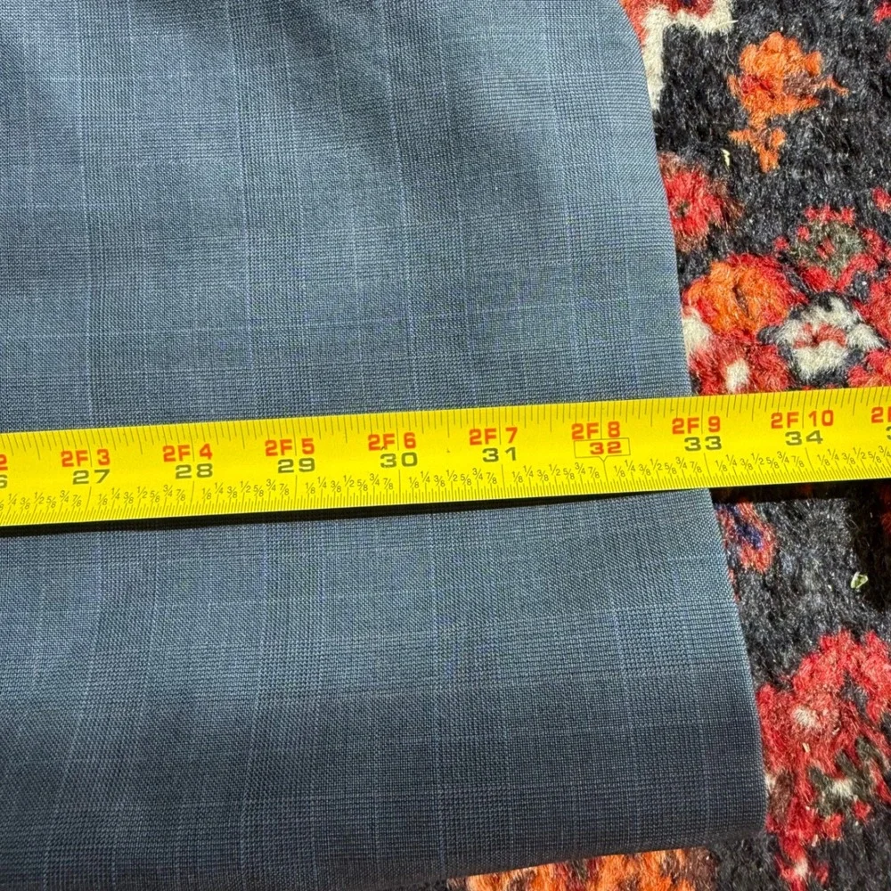 Lauren Ralph Lauren Blazer Men 46R Navy Gray Check Wool Sport Coat Pure New Wool